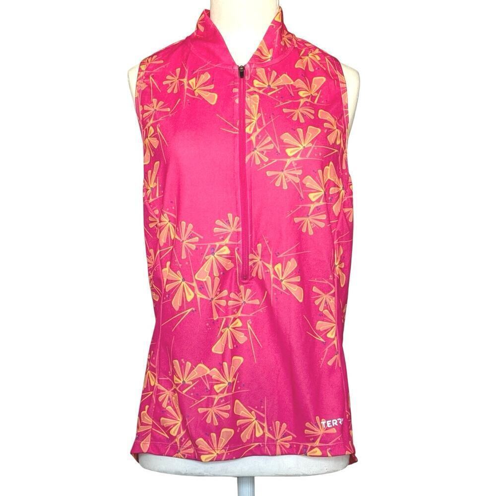 Terry Sleeveless Cycling Multicolor Zip W/Back Pockets Women’s  XL